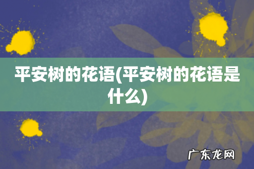 平安树的花语是什么 平安树的花语