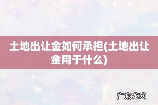 土地出让金用于什么 土地出让金如何承担