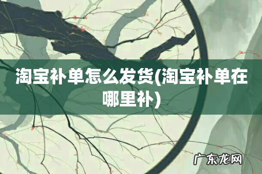 淘宝补单在哪里补 淘宝补单怎么发货