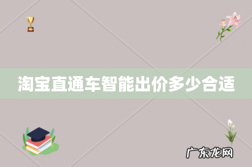 淘宝直通车智能出价多少合适