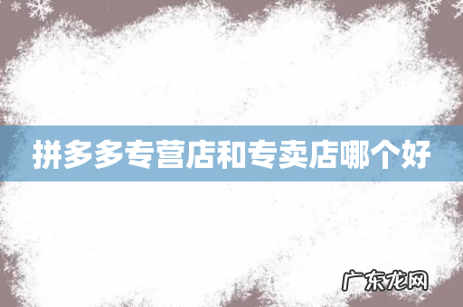 拼多多专营店和专卖店哪个好