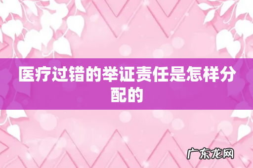医疗过错的举证责任是怎样分配的