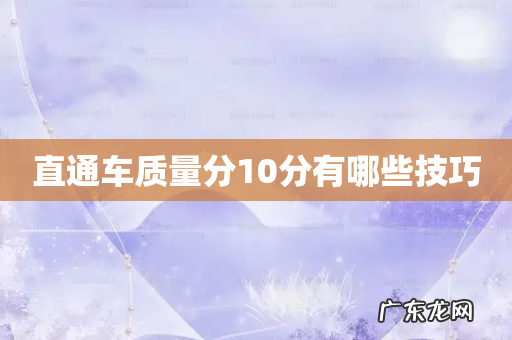 直通车质量分10分有哪些技巧
