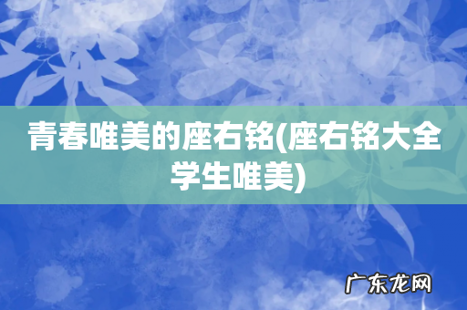 座右铭大全 学生唯美 青春唯美的座右铭