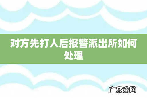 对方先打人后报警派出所如何处理