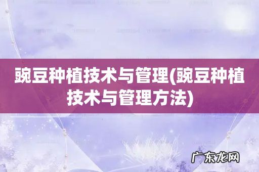 豌豆种植技术与管理方法 豌豆种植技术与管理