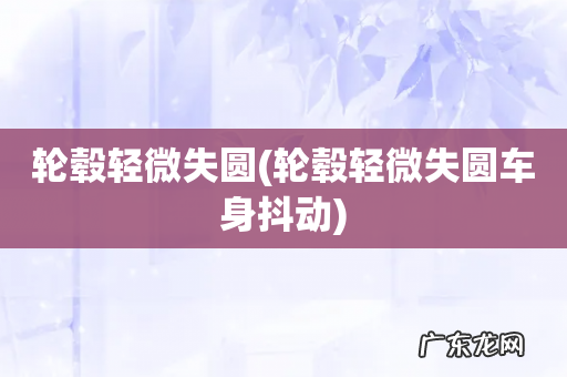 轮毂轻微失圆车身抖动 轮毂轻微失圆