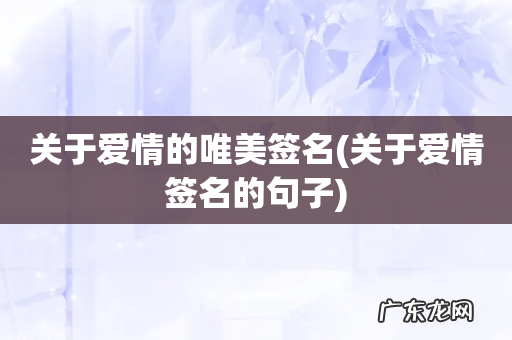 关于爱情签名的句子 关于爱情的唯美签名