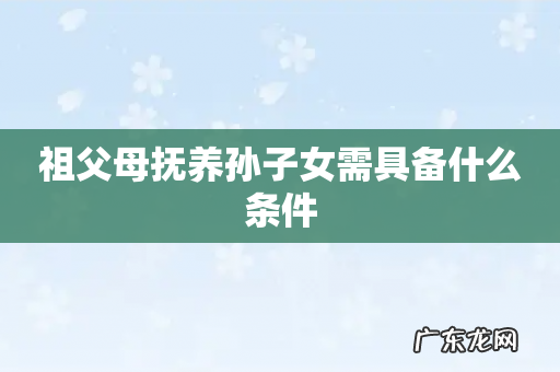 祖父母抚养孙子女需具备什么条件