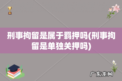 刑事拘留是单独关押吗 刑事拘留是属于羁押吗
