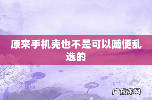 原来手机壳也不是可以随便乱选的