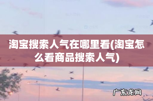 淘宝怎么看商品搜索人气 淘宝搜索人气在哪里看