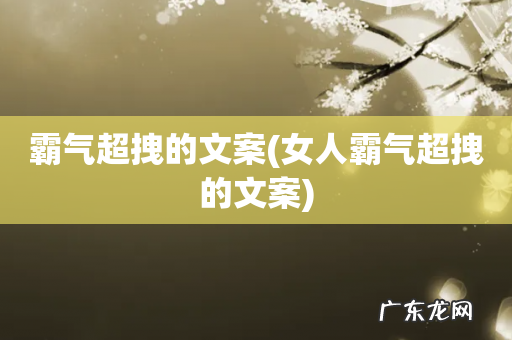 女人霸气超拽的文案 霸气超拽的文案