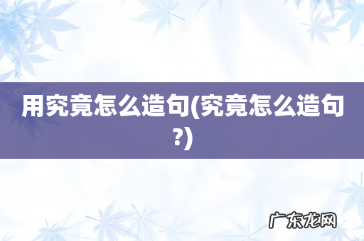 究竟怎么造句? 用究竟怎么造句