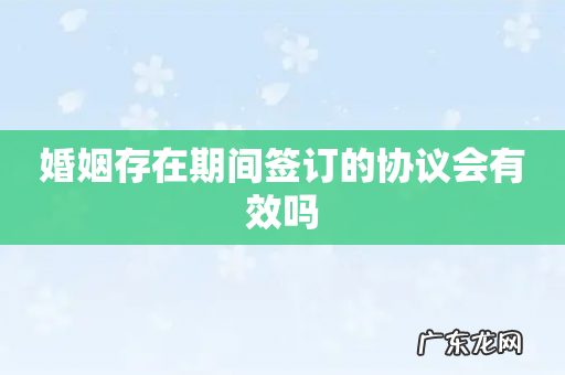 婚姻存在期间签订的协议会有效吗