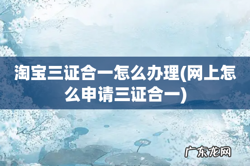 网上怎么申请三证合一 淘宝三证合一怎么办理