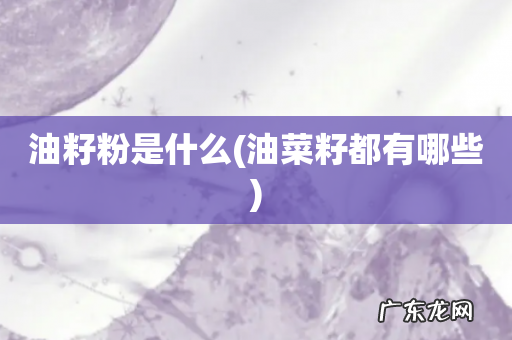油菜籽都有哪些 油籽粉是什么
