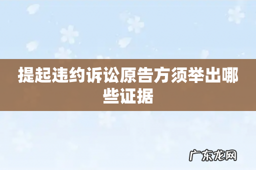 提起违约诉讼原告方须举出哪些证据