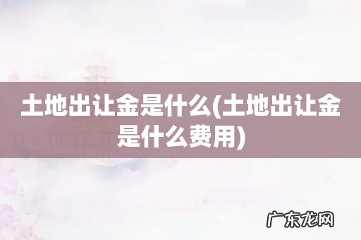 土地出让金是什么费用 土地出让金是什么