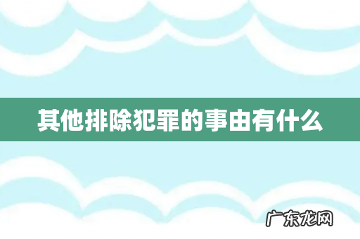 其他排除犯罪的事由有什么