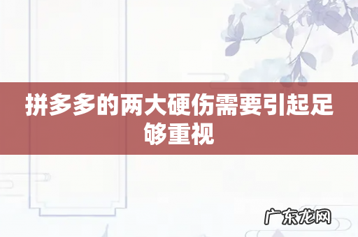 拼多多的两大硬伤需要引起足够重视