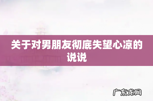 关于对男朋友彻底失望心凉的说说