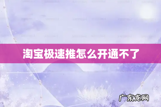 淘宝极速推怎么开通不了