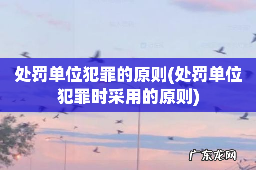 处罚单位犯罪时采用的原则 处罚单位犯罪的原则