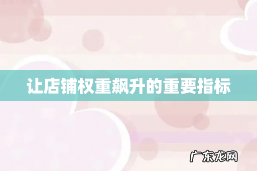 让店铺权重飙升的重要指标