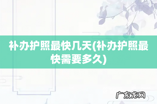 补办护照最快需要多久 补办护照最快几天