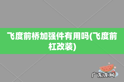 飞度前杠改装 飞度前桥加强件有用吗