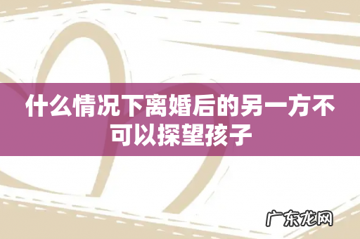 什么情况下离婚后的另一方不可以探望孩子