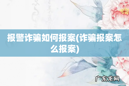 诈骗报案怎么报案 报警诈骗如何报案