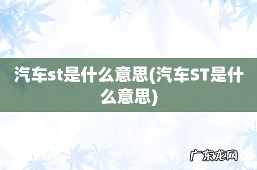 汽车ST是什么意思 汽车st是什么意思