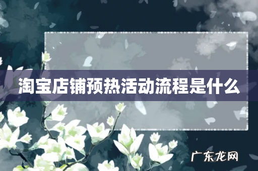 淘宝店铺预热活动流程是什么