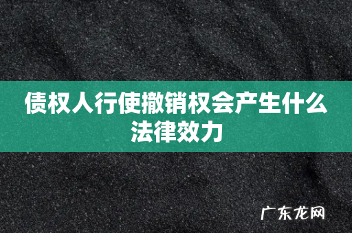 债权人行使撤销权会产生什么法律效力