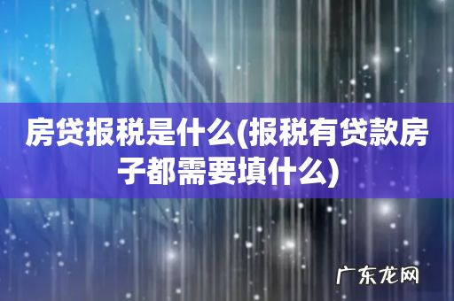 报税有贷款房子都需要填什么 房贷报税是什么