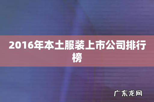 2016年本土服装上市公司排行榜