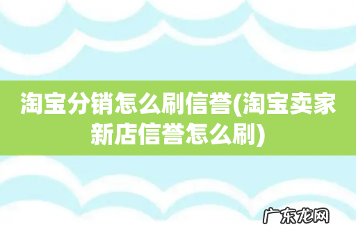 淘宝卖家新店信誉怎么刷 淘宝分销怎么刷信誉