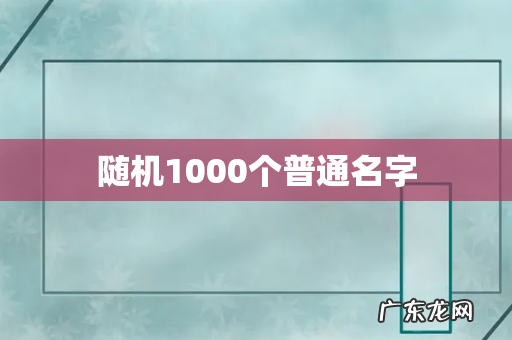 随机1000个普通名字