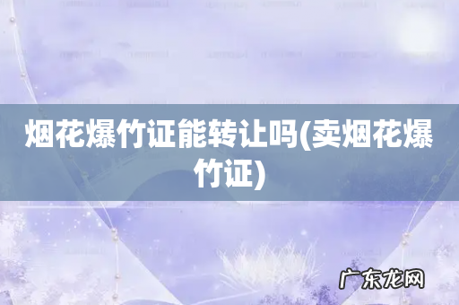 卖烟花爆竹证 烟花爆竹证能转让吗