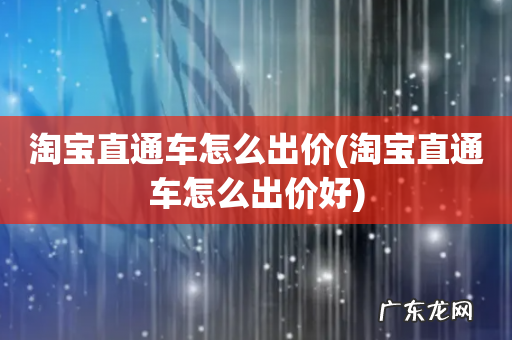 淘宝直通车怎么出价好 淘宝直通车怎么出价
