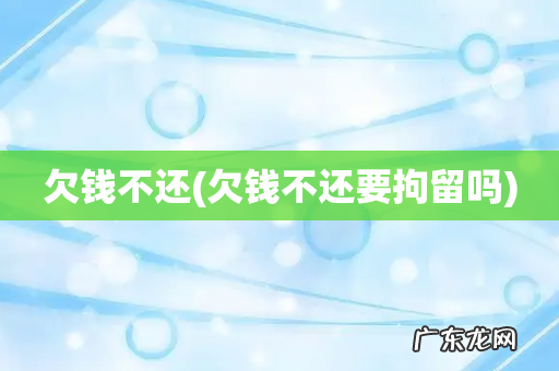 欠钱不还要拘留吗 欠钱不还