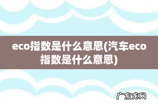 汽车eco指数是什么意思 eco指数是什么意思