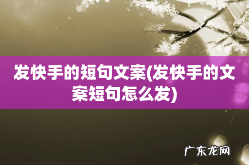 发快手的文案短句怎么发 发快手的短句文案