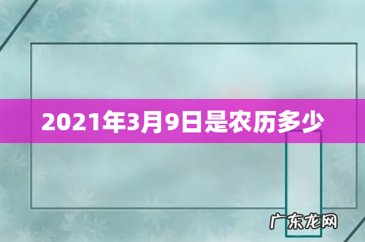 2021年3月9日是农历多少