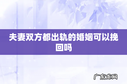 夫妻双方都出轨的婚姻可以挽回吗