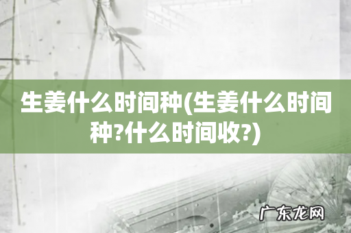 生姜什么时间种?什么时间收? 生姜什么时间种