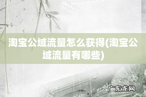 淘宝公域流量有哪些 淘宝公域流量怎么获得