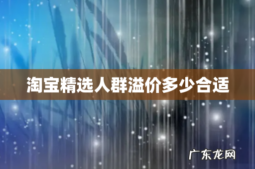 淘宝精选人群溢价多少合适